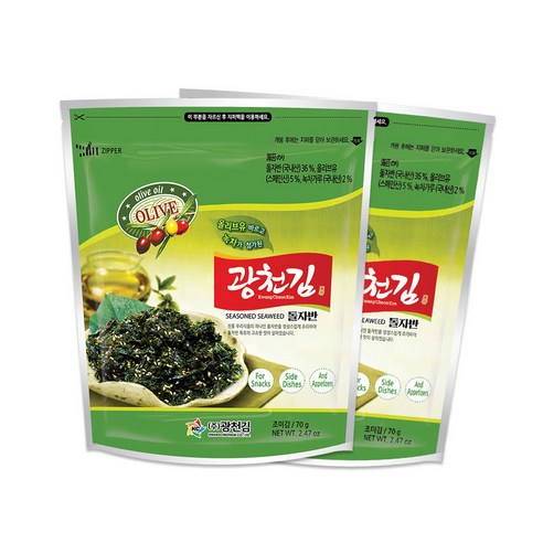 광천김 올리브 녹차 볶음 돌자반, 70g, 2개