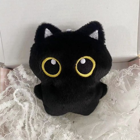 다다랜드 깜냥 고양이 인형 키링, 블랙, 1개, 9cm