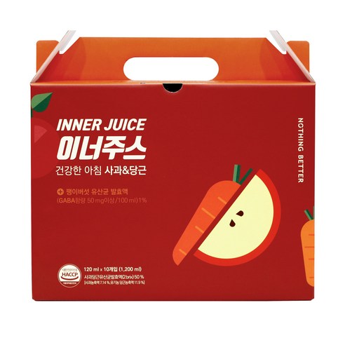 맛과 건강을 한 번에, 낫띵베럴 이너주스 유산균 사과당근 주스