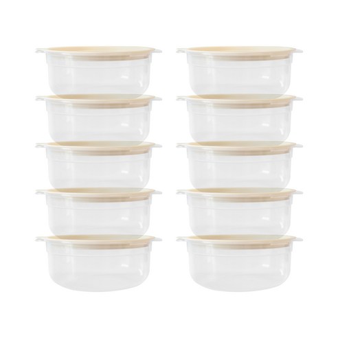 토마톰스 냉동밥 전자레인지 뚜껑 용기 600ml, 크림, 10개