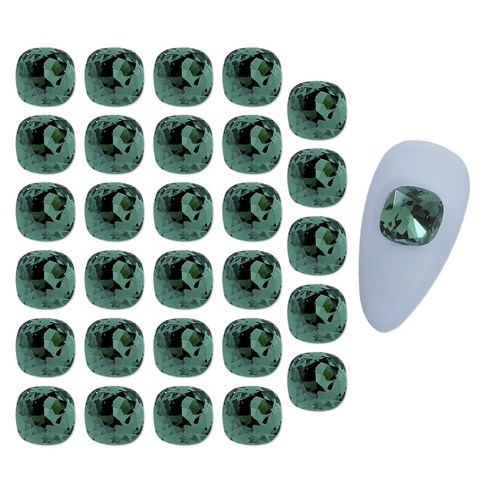 메이브라운 대용량 고퀄라운드스퀘어 네일파츠 8x8mm 30p, 그린, 1개