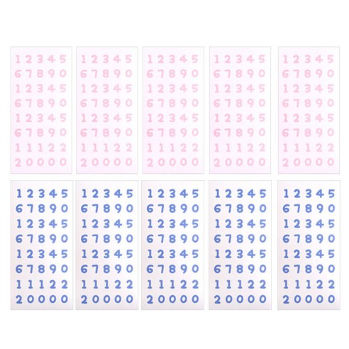 루카랩 폴카 넘버 스티커 2종 x 5p 세트, D(핑크, 블루), 1세트