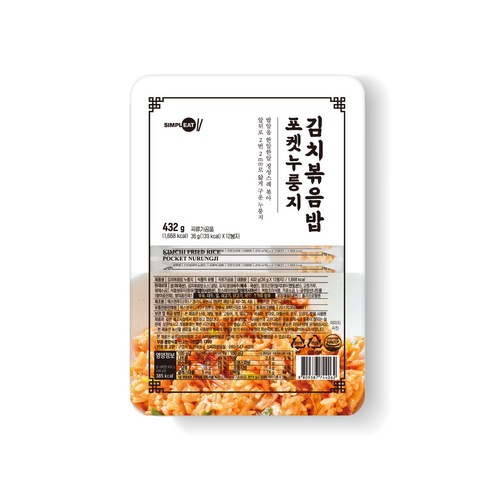 심플잇 김치볶음밥 포켓누룽지, 432g, 1개
