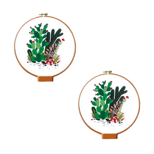 아리코 홈카페 인테리어 플랜트 DIY 자수세트 23cm, 2세트, 선인장 E TYPE