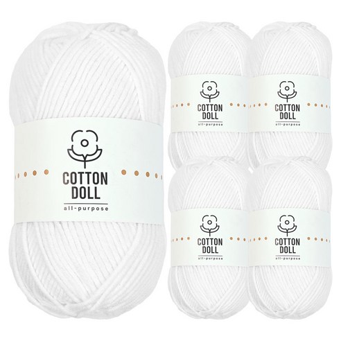 니뜨 코튼돌 뜨개실 50g, 5개, 1화이트