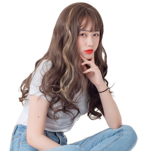 가발위드 단색 웨이브 컬러 포인트 피스 5p + 트윙클 붙임머리 세트, 라이트골드(컬러피스), 랜덤발송(붙임머리), 1세트