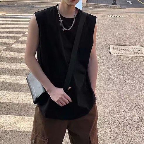 남성용 블랙101 컬러 차켄 민소매 티셔츠 B234MF00077