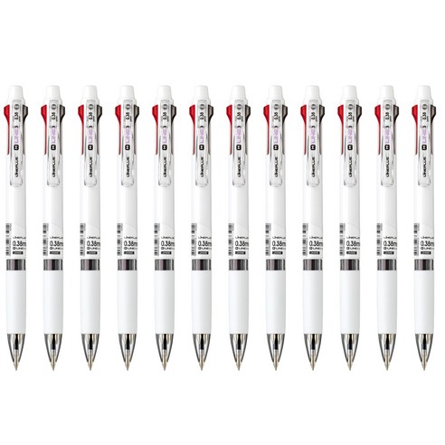 라인플러스 M3 3색볼펜 0.38mm 12p, 화이트, 1개