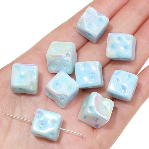 알로데 스퀘어 치즈 글로시 큐브 DIY 비즈 14 x 14 mm 5p, A02 블루, 5개