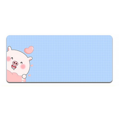 알럽컴 큐티 피그 마우스 장패드 400 x 900 x 3 mm, 블루체크, 1개
