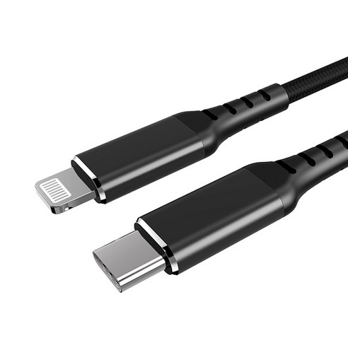 USB C to 라이트닝 8핀 고속 충전 케이블 1m, 블랙, 1개