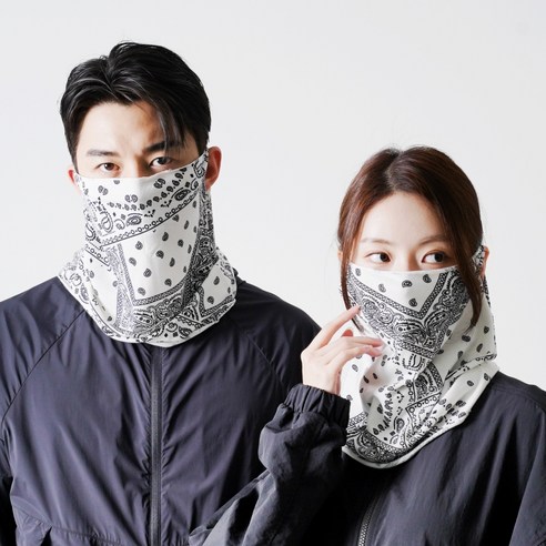 에이빅 스포츠 사계절 자외선 차단 코튼 멀티 넥워머, 화이트, 2개