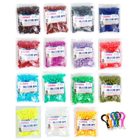 쁘띠앤맘 디폼블럭 리필 8mm 15종 + 가방고리 5p + 도안, 혼합색상, 1개