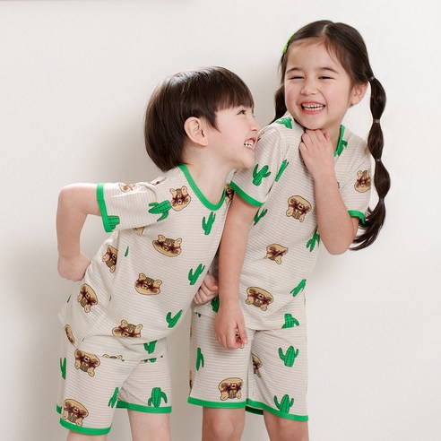 보누맘 5부 인견 자가드 실내복 상하의 세트