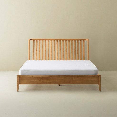 스칸딕 그레인 평상형 깔판 원목 침대 + 매트리스 세트 방문설치, 라이트 내추럴