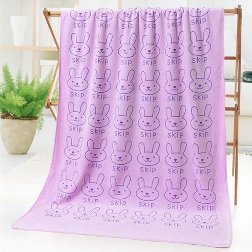 소니오 래빗앤베어 극세사 바스타월 비치타월 70 x 140 cm, 04 퍼플래빗, 1개