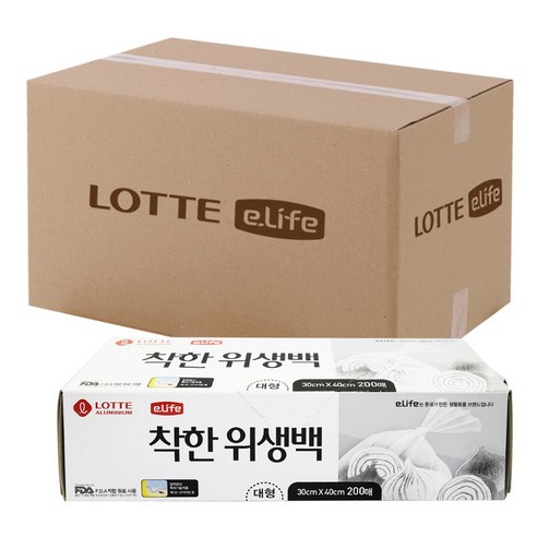 롯데이라이프 착한 위생백, 대(L), 200개입, 30개