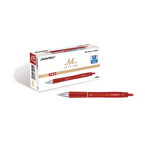 자바펜 제트라인M 저중심 볼펜 0.7mm 12p, 레드, 1개