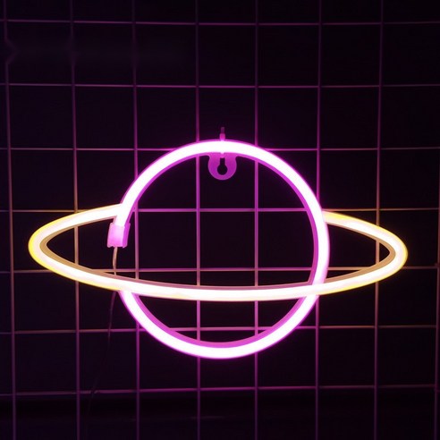 마켓피아 LED 인테리어 무드 네온등, 01 행성 핑크 화이트