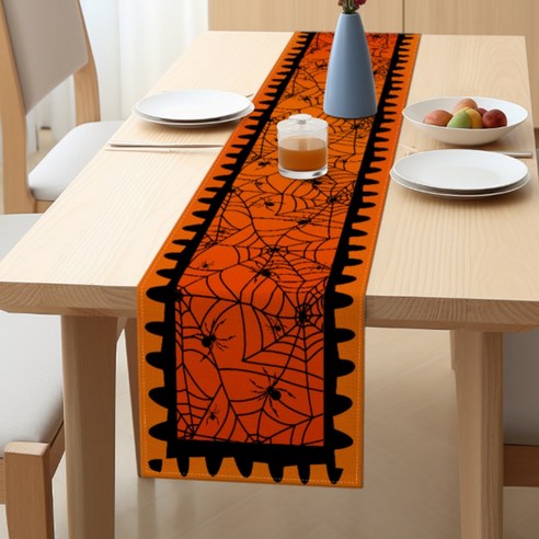 소니오 할로윈 데코 러너 테이블 매트, TYPE 11 거미줄, 33 x 183 cm, 1개