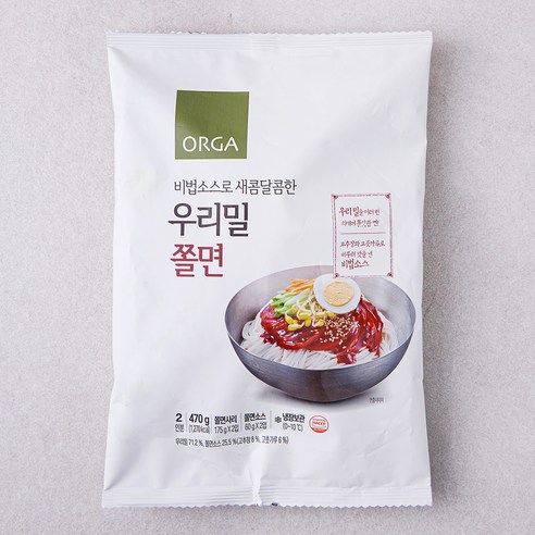 ORGA 비법소스로 새콤달콤한 우리밀 쫄면 2인분, 470g, 1개