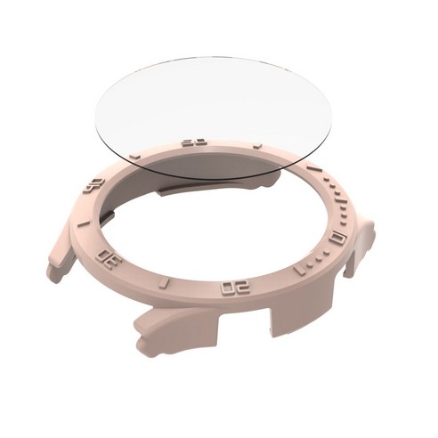 스페이스쉴드 갤럭시워치 44mm 호환 올인원 강화유리 + 베젤링 범퍼 케이스, 샌드핑크(베젤링)