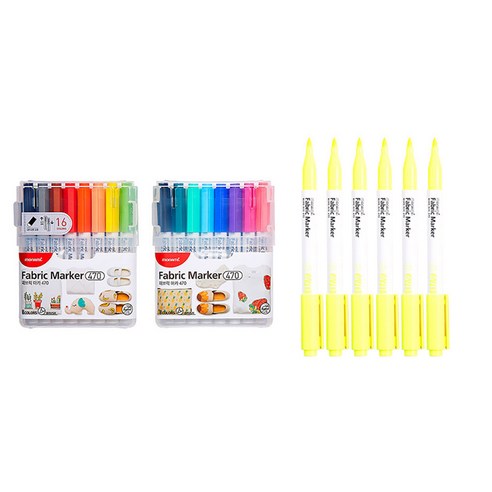 모나미 패브릭 마카 470 A세트 + 형광레몬 6p, 16색, 1세트