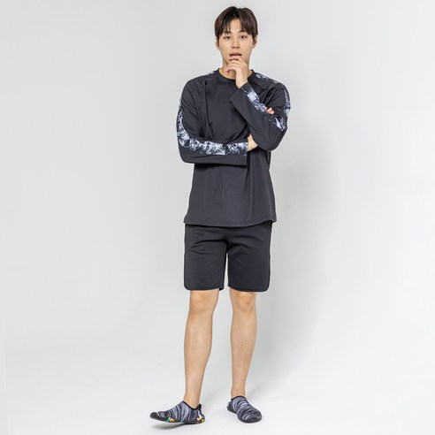 남성용 코른 래쉬가드 + 돌핀팬츠 세트