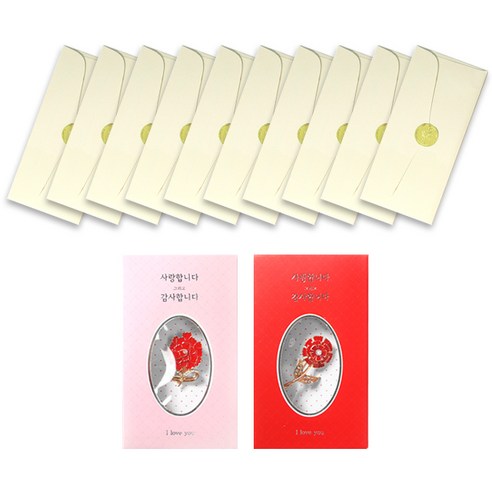 사랑감사 카네이션 브로치 2p + 럭셔리 펄 용돈봉투 10p 세트, 랜덤발송(브로치), 소프트크림(용돈봉투), 1세트