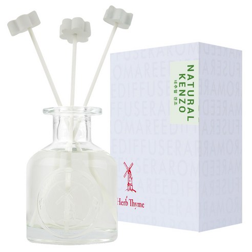 허브타임 NEW 실내용 디퓨저 130ml + 플라워 석고 랜덤발송 4p + 섬유스틱 5p 선물세트, 네추럴겐조, 1개