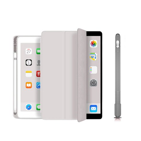태블릿 스마트 커버 케이스 + 애플펜슬 1세대 케이스 랜덤발송, 라이트그레이