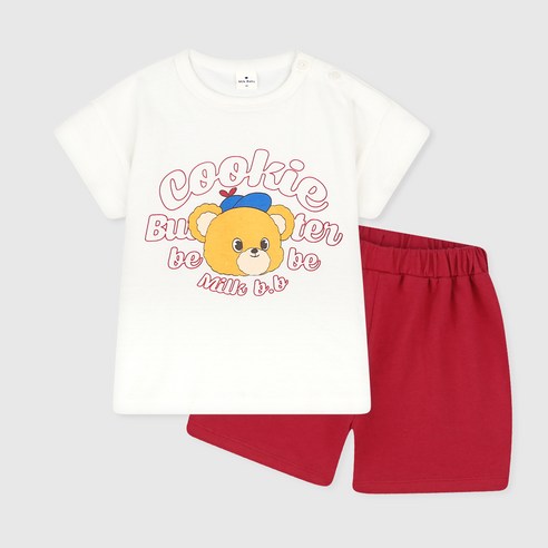MilkBaby 유아용 레터링 베어 상하의 세트