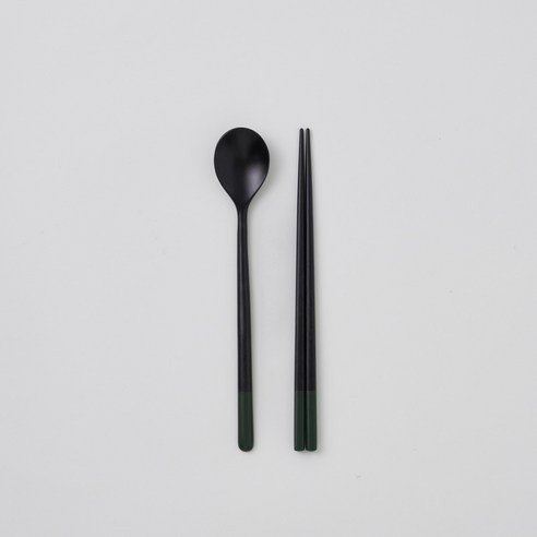 칠몽 오단 옻칠 나무 1인용 수저 세트 24cm, 초록, 1세트, 숟가락 + 젓가락