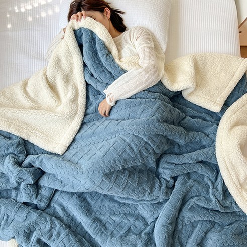 메이크포 L사이즈 극세사 양털 캠핑 소파 무릎 담요, 1개, 블루