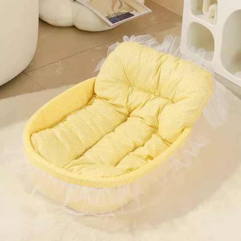 순잠 마카롱 사계절 애완동물 침대, 옐로우, 1개