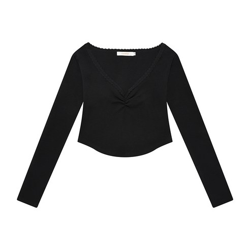 큐리티 여성용 C LACE V NECK 긴팔 티셔츠