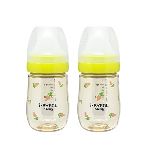 아이별프렌즈 국내 제조 아기 캐럿 PPSU 젖병 180ml 트윈팩, 노꼭지, 그린, 2개