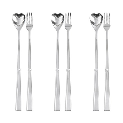 해모 하트 롱 티스푼 3p + 티포크 3p, 1세트, 스푼 3p + 포크 3p