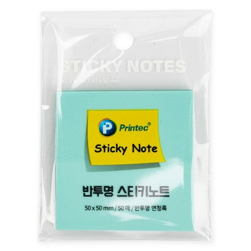 프린텍 반투명 스티키노트 50매 CL5050G, 연청록, 1개, 1개