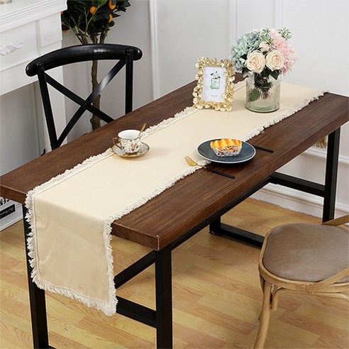 홈플로우 모던 심플 식탁보 세련된 테이블 러너, 베이지, 30 x 200 cm