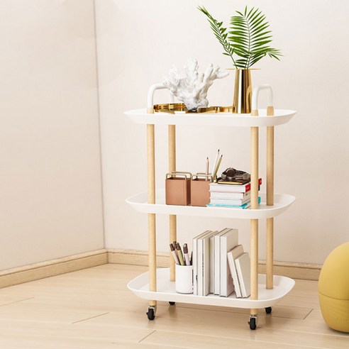 에버하우스 북유럽 이동식 라운드 사각 트롤리 3단, 화이트