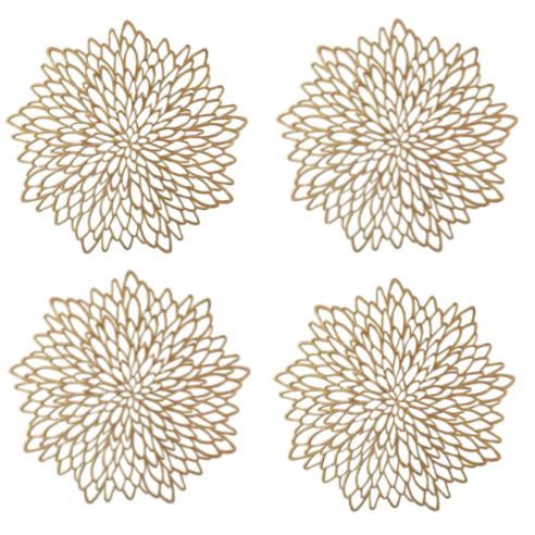 블루선 히비스커스 테이블 매트 4p, 골드, 380 x 380 mm