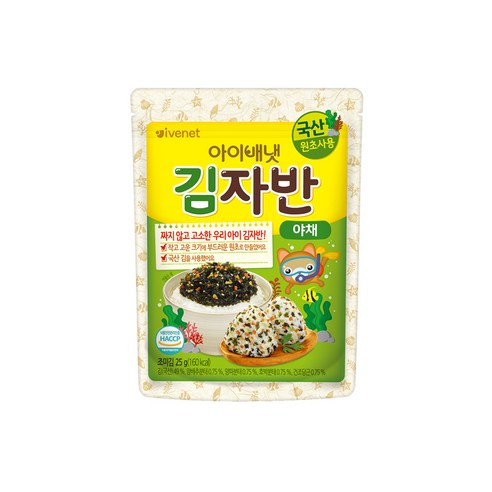 아이배냇 유아용 김자반 야채, 혼합맛(김/야채), 1개, 25g