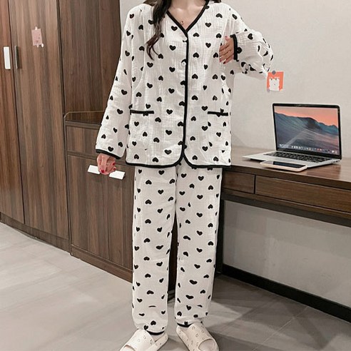 더그랑 임산부 면 하트 수유 잠옷