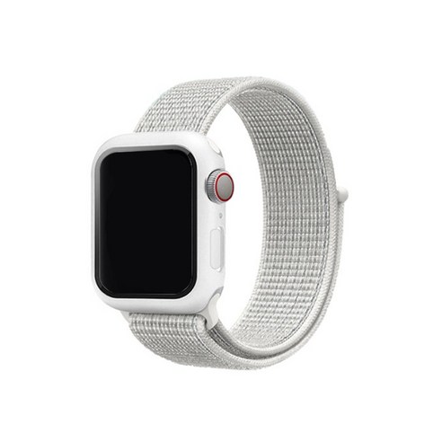 헬로젬 애플워치 스포츠루프 스트랩 하이브리드 + 풀커버 케이스 45mm 세트, 베이비핑크(스트랩), 핑크(케이스)