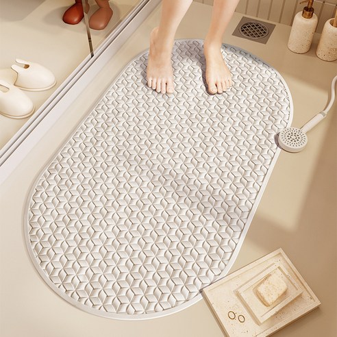 데이소이 심플 미끄럼방지 욕조 욕실 발판매트 69 x 39 cm, NO 05 마름모 화이트, 1개