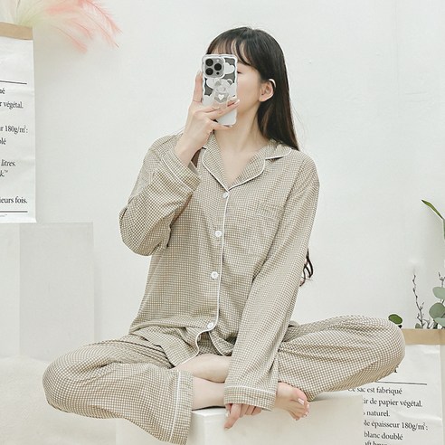 女 時尚 睡衣 上下 套裝 成年女性 成年女性 女裝 女人 女士 女士 家居服 四個季節