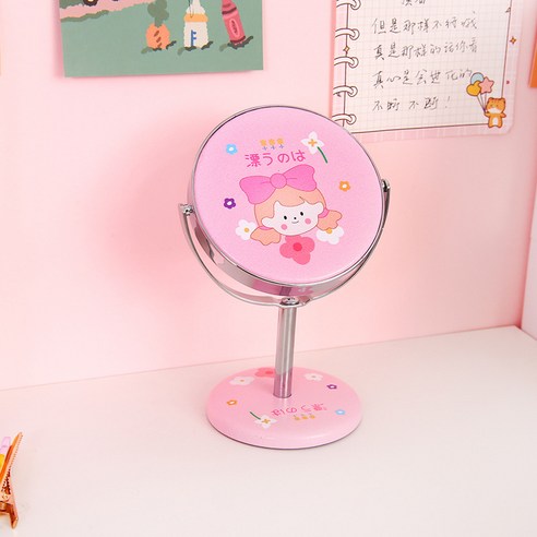탁상용 거울 9.1 x 14.5 cm KMY21082610, 핑크 소녀