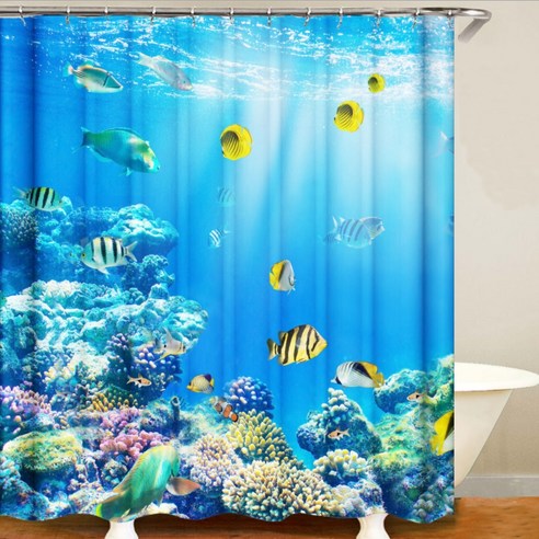 카리스 푸른 바다의 욕실 샤워 커튼 A03 120 x 180 cm, 1개