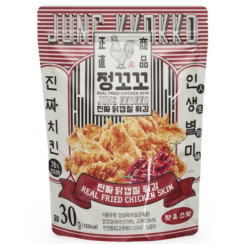 정꼬꼬 닭껍질 튀김 스낵 핫 & 스윗, 1개, 30g